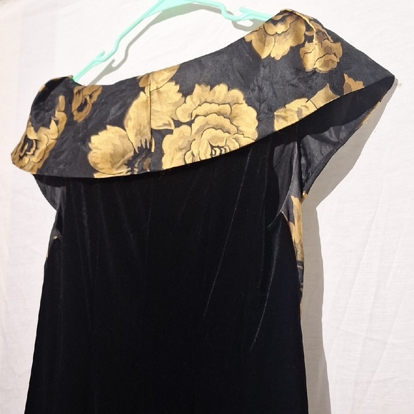 Formal Maxi Dress, Black And Gold, Floral Rose Design, Robbie Bee, Sz 16, NWOT - Picture 11 of 14